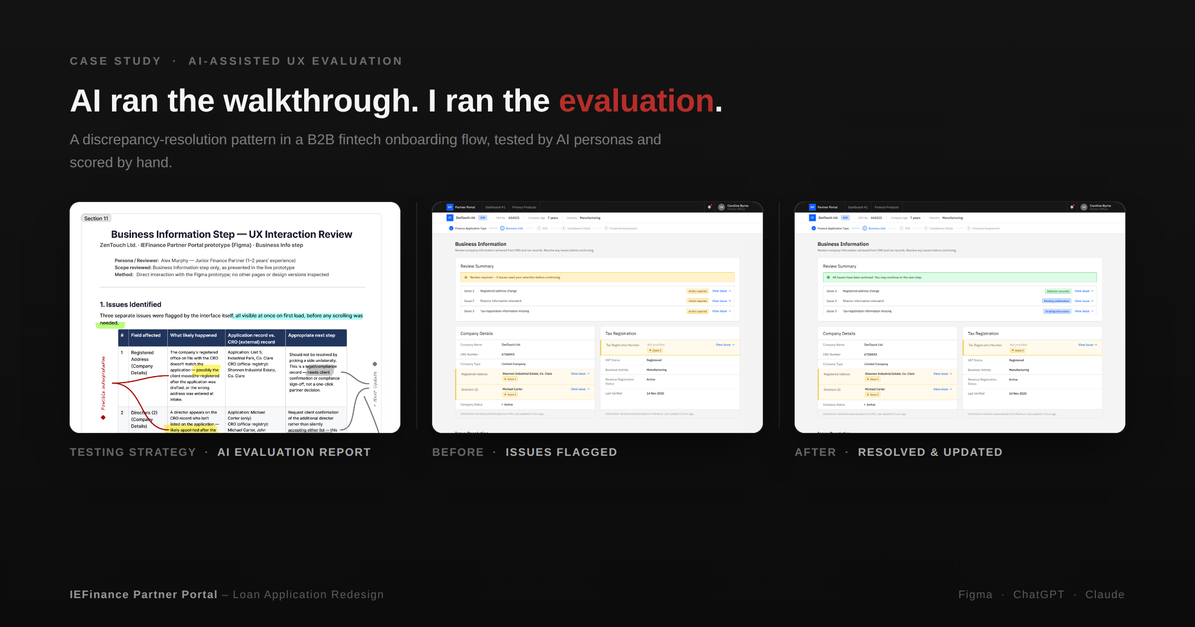 Case study cover — report, before and after, split grid layout