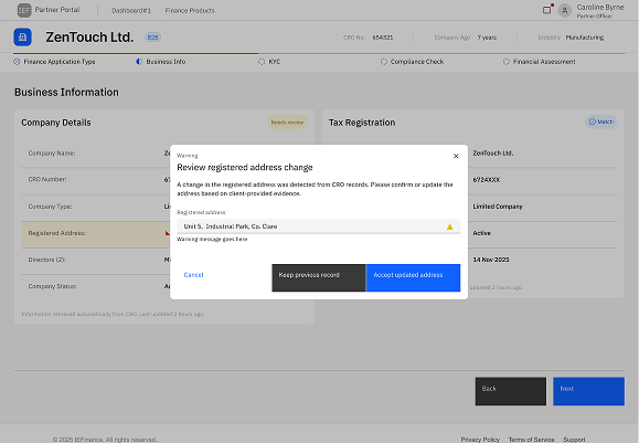 Version A — modal resolution screen